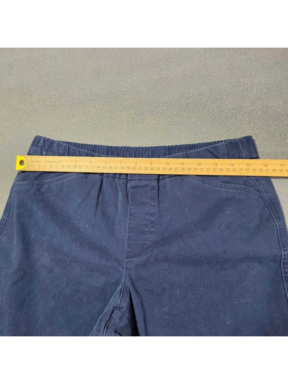 Lands' End Women 6P Navy Mid Rise Cotton Pants Elastic Waistband Comfortable Fit - Picture 6 of 8